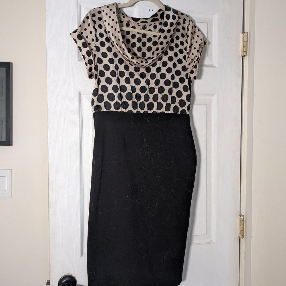 Cool Vintage Style Dress - One Piece, Top Polka Dot with Cowel Neck